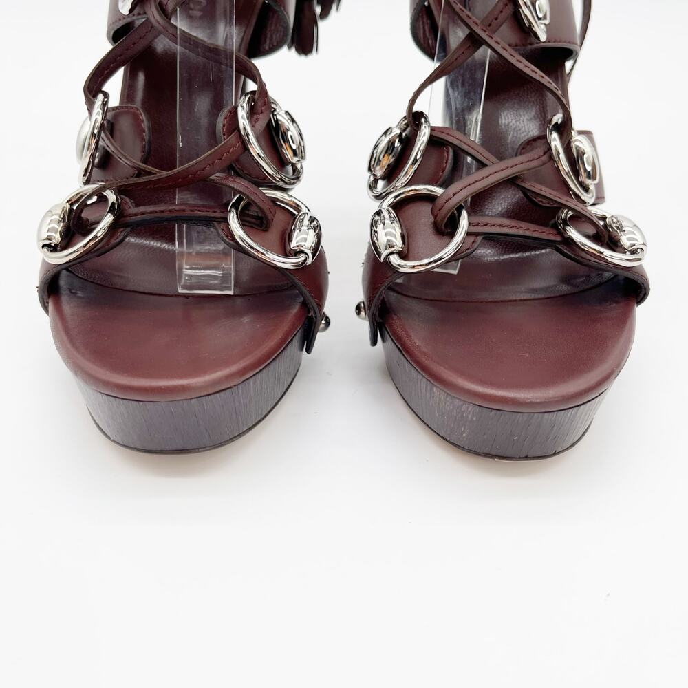 Gucci SS2007 Runway Cage Strappy Platform Lace Up Spice Brown Sandals US 7 - Picture 8 of 14